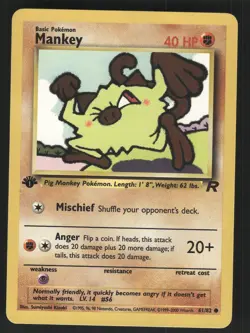 Mankey 61/82 1st Edition Team Rocket Common Pokemon Card - Image 1