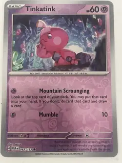 Tinkatink 082/182 Paradox Rift Reverse Holo Common Pokemon Card - Image 1