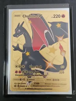 Gold Metal Charizard V HP220 Gold Pokemon Card-Collectible (Fan Art) - Image 1