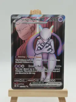 Pokemon TCG Destined Rivals Team Rockets Mewtwo EX Full Art Card 213/182 - Image 1
