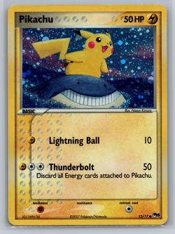 Pokemon Card Error Inverted Back Pikachu POP Series 5 12/17 Holo Rare MP SWIRL - Image 1