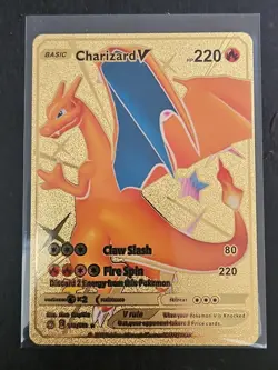 Charizard V 220HP Gold Foil textured Collector Pokemon Card (Fan Art) - Image 1
