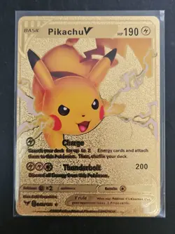 Pokemon Pikachu V 190hp Gold Foil Fan Art Collector Card (Fan ART) - Image 1