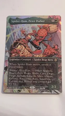 MTG Spider-Ham, Peter Porker (Borderless) Foil 201 NM Spider Man - Image 1