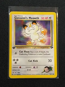 Pokemon Giovanni's Meowth 74/132 Gym Challenge Regular 1st Edition - Image 1