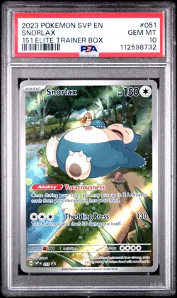 2023 POKEMON SVP EN-SV BLACK STAR PROMO 151 ELITE TRAINER BOX SNORLAX PSA 10 - Image 1