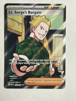 Pokemon TCG Lt Surge's Bargain Full Art Mega Evolution ENG 170/132 In Hand - Image 1