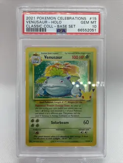 2021 Pokemon Celebrations Venusaur Holo Classic Base Set #15 PSA 10 Gem Mint - Image 1
