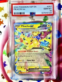 Pokemon Surging Sparks Pikachu Ex 057 PSA 10 Gem Mint - Image 1