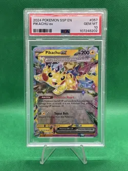 2024 POKEMON SSP EN-SURGING SPARKS #057 PIKACHU EX PSA 10 - Image 1