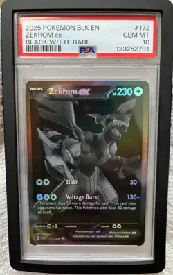 2025 POKEMON BLK EN-BLACK BOLT BLACK WHITE RARE #172 ZEKROM EX PSA 10 - Image 1