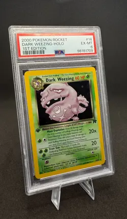POKEMON 2000 ROCKET DARK WEEZING-HOLO #14, 1ST EDITION, PSA 6 - Image 1