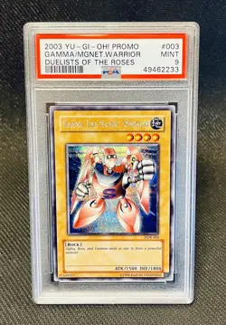 2003 Yu-Gi-Oh Gamma The Magnet Warrior DOR-003 Prismatic Secret Rare PSA 9 MINT - Image 1