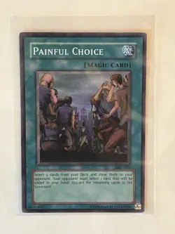 Yu-Gi-Oh TCG Painful Choice MRL-049 Unlimited Super Rare Card Played LP - Image 1