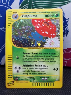 Vileplume H31/H32 Holo Rare, WOTC Aquapolis e-Series e-Reader, Pokemon Card, LP - Image 1