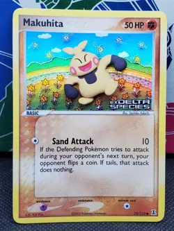 Makuhita 75/113 Reverse Holo, EX Delta Species, Pokemon Card, LP - Image 1