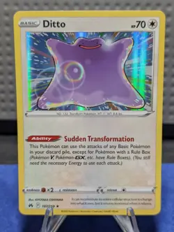 Pokemon TCG Crown Zenith Ditto Holo Rare Card 107/159 NM Condition - Image 1