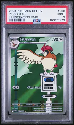 2023 POKEMON OBF EN-OBSIDIAN FLAMES ILLUSTRATION RARE #208 PIDGEOTTO PSA 9 - Image 1