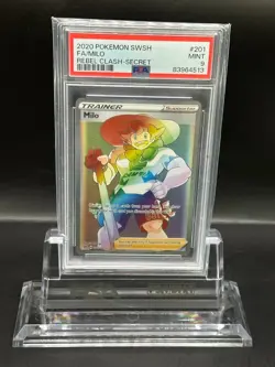 2020 Pokemon SWSH Rebel Clash 201 Full Art Milo Secret - PSA 9 GEM MT - Image 1