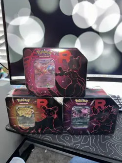 Team Rocket Tins- Full Set Pokemon TCG Set Of 3 Every Tin Art! Sealed! - Image 1