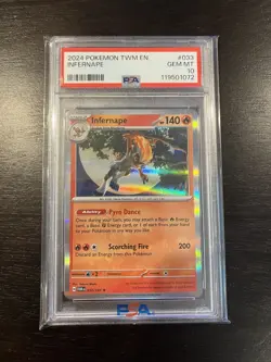 2024 Pokemon SV06 Twilight Masquerade TWM EN Infernape #033 PSA 10 GEM MINT - Image 4