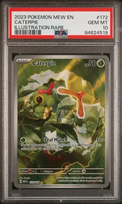 Caterpie 2023 Pokemon Mew EN-151 #172 Illustration Rare PSA 10 - Image 1