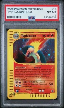 2002 POKEMON ENGLISH EXPEDITION TYPHLOSION HOLO #28 NM-MT PSA 8 VINTAGE ! - Image 1