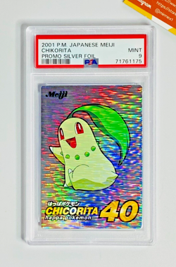 Pokemon PSA 9 Chicorita Chikorita l Meiji 2001 Promo Silver Foil Japanese - Image 1