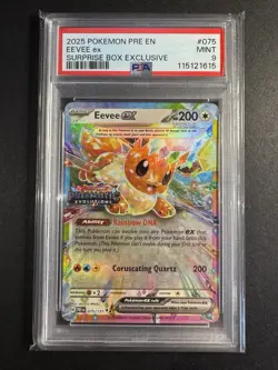 Pokemon TCG Eevee Ex Prismatic Evolutions 75/131 Surprise Box Stamped PSA 9 Mint - Image 1