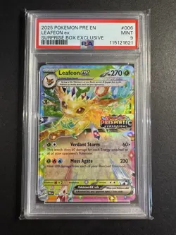 2025 POKEMON PRISMATIC 006/131 LEAFEON EX SURPRISE BOX EXCL. STAMPED PSA 9 - Image 1