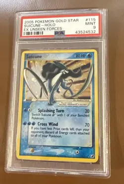 Pokemon Suicune 2005 Gold Star Holo Card 115/115 EX Unseen Forces PSA 9 Mint - Image 1