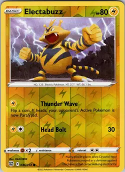 Pokemon TCG Electabuzz SWSH Brilliant Stars 046/172 Reverse Holo Common Card NM - Image 1