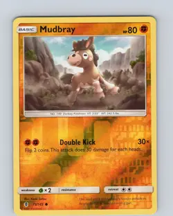 Pokemon TCG Mudbray S&M Guardians Rising 75/145 Reverse Holo Common Card LP-NM - Image 1