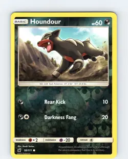 Pokemon TCG Houndour S&M Crimson Invasion 58/111 Reverse Holo Common Card NM - Image 1