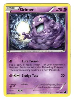 Pokemon TCG Grimer B&W Plasma Freeze 45/116 Regular Common Card Played LP - Image 1