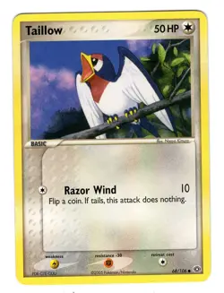 Pokemon TCG Taillow EX Emerald 68/106 Regular Common Card Played MP - Image 1