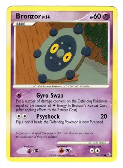 Pokemon TCG Bronzor Lv.14 D&P Stormfront 55/100 Regular Common Card Played MP-LP - Image 1
