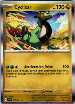 Pokemon TCG Cyclizar Scarlet & Violet Paldean Fates 070/091 Holo Rare Card NM - Image 1