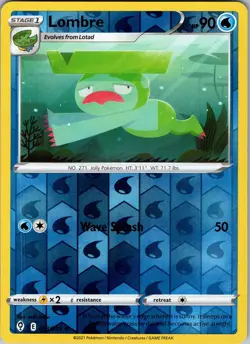 Pokemon TCG Lombre SWSH Evolving Skies 033/203 Reverse Holo Uncommon Card NM - Image 1
