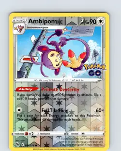 Pokemon TCG Ambipom Pokemon GO 057/078 Reverse Holo Common Card NM - Image 1