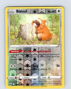 Pokemon TCG Bidoof SWSH Crown Zenith 111/159 Reverse Holo Common Card NM - Image 1