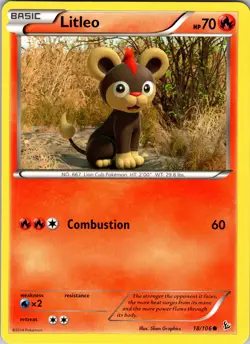 Pokemon TCG Litleo XY Flashfire 18/106 Regular Common Card NM - Image 1
