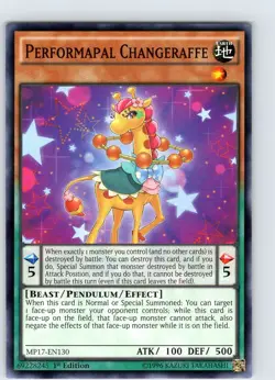 Yu-Gi-Oh TCG Performapal Changeraffe MP17-EN130 1st Edition Common Card NM - Image 1