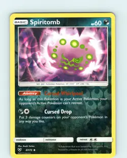 Pokemon TCG Spiritomb S&M Shining Legends 47/73 Reverse Holo Uncommon Card NM - Image 1