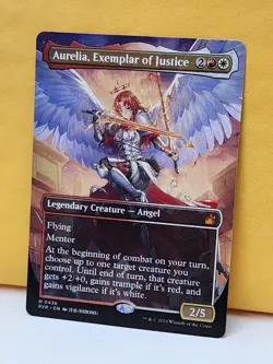 1x ANIME BORDERLESS Aurelia, Exemplar of Justice, NM, RVR, Magic Gathering, MtG - Image 2
