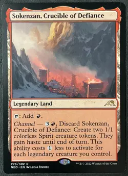 MTG Kamigawa: Neon Dynasty #276 Sokenzan, Crucible of Defiance Legendary Land NM - Image 1