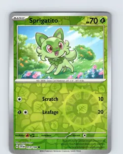 Pokemon TCG Sprigatito Scarlet & Violet Base Set 013/198 Reverse Holo Common NM - Image 1