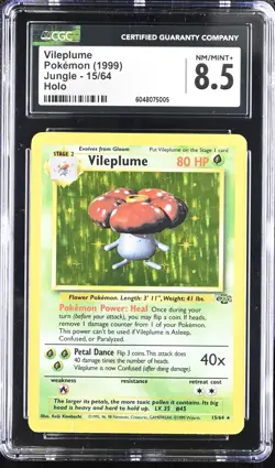 CGC 8.5 Vileplume 1999 Jungle 15/64 Holo Pokemon Card - Image 1