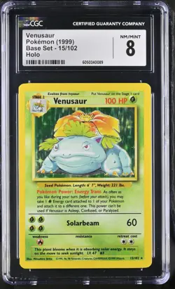 CGC 8 Venusaur 1999 Base Set 15/102 Holo Pokemon Card - Image 1