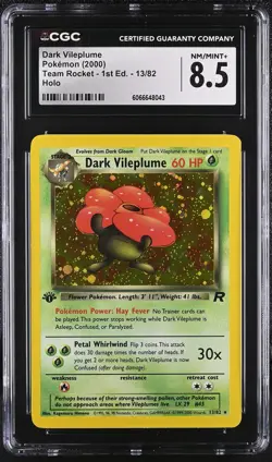 CGC 8.5 Dark Vileplume 2000 Team Rocket 1st Edition 13/82 Holo Pokemon Card - Image 1